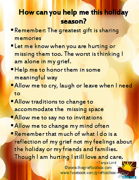 How can you help me this holiday season | The Grief Toolbox