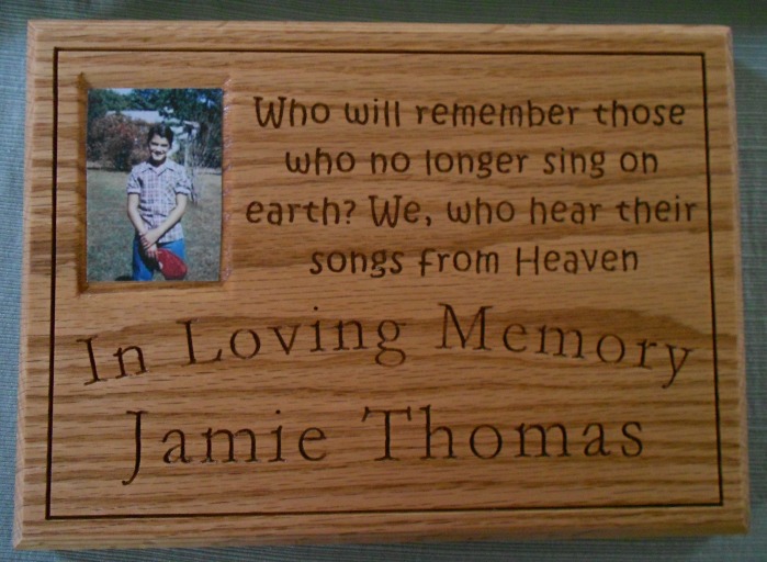 Personalized photo plaque caved with loved one's name