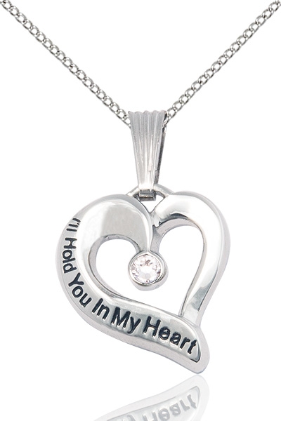 I'll Hold You In My Heart Sterling Silver April
