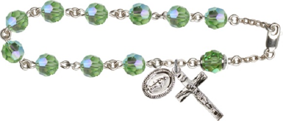 Sterling Silver Rosary Bracelet - August