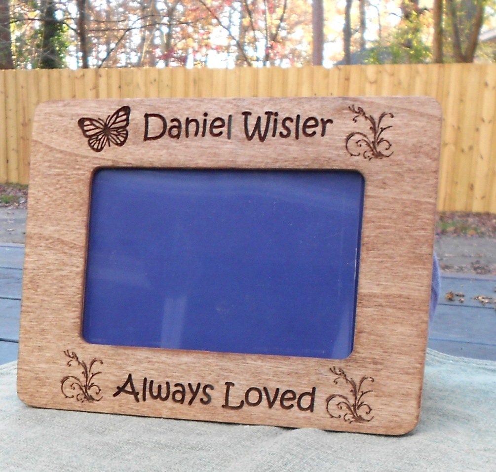 Engraved Frame, Butterfly and Butterfly Bush