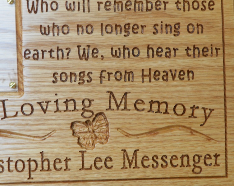 Your loved one's name is carved into the wood