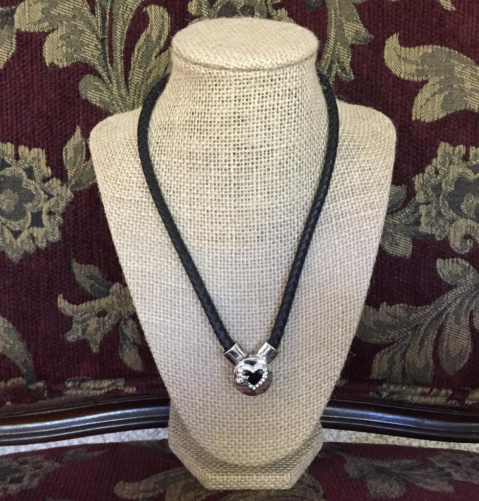 Angel Wings Braided Leather Necklace with Forever in my Heart Charm Angel Wings Braided Leather Necklace with Forever in my Heart Charm