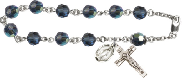 Sterling Silver Rosary Bracelet - December