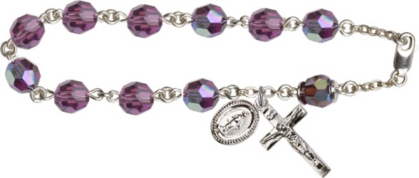 Sterling Silver Rosary Bracelet - February