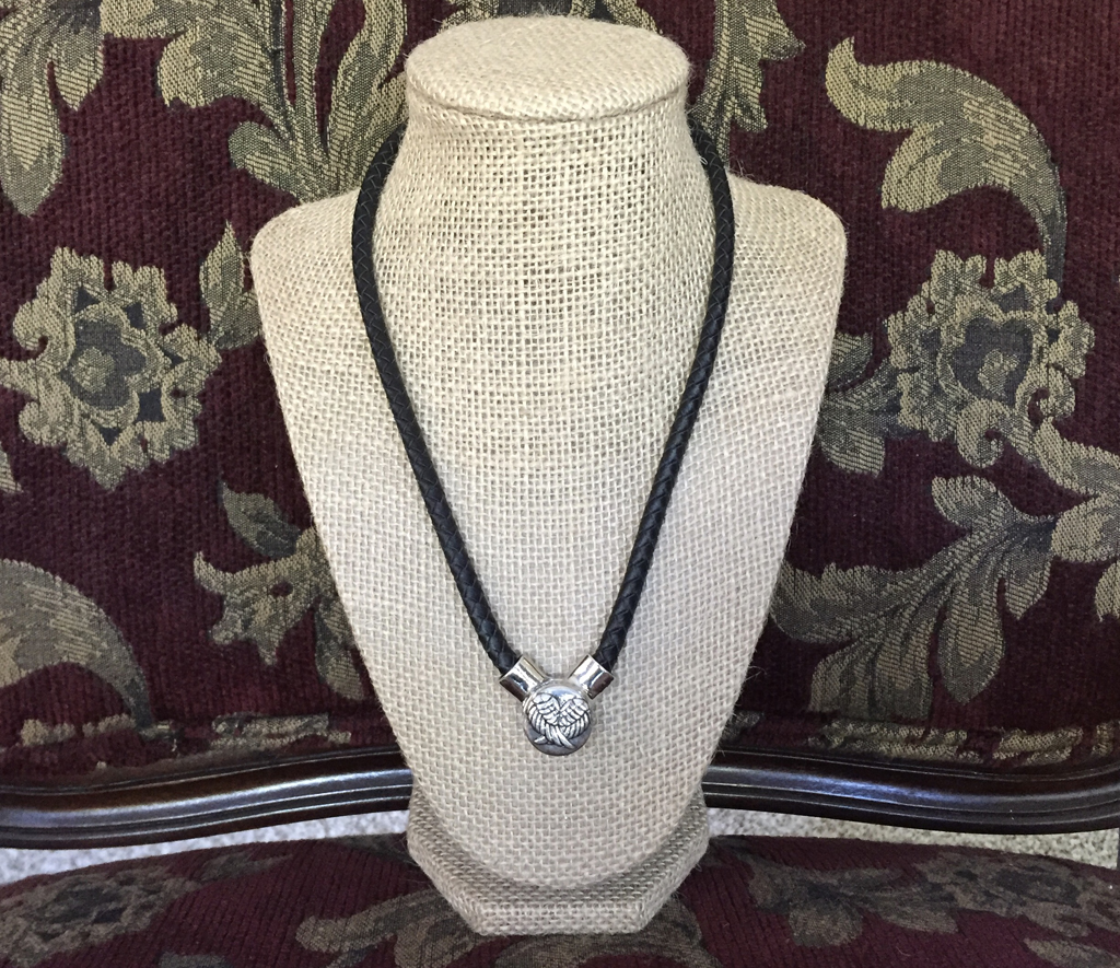 Angel Wings Braided Leather Necklace with Angel Wings Charm Angel Wings Braided Leather Necklace with Angel Wings Charm