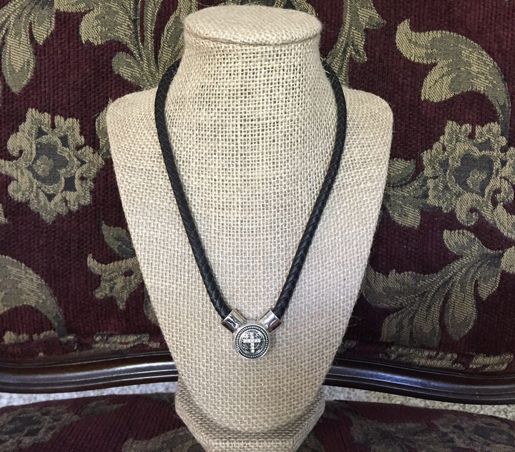 Angel Wings Braided Leather Necklace with Rhinestone Cross Charm Angel Wings Braided Leather Necklace with Rhinestone Cross Charm
