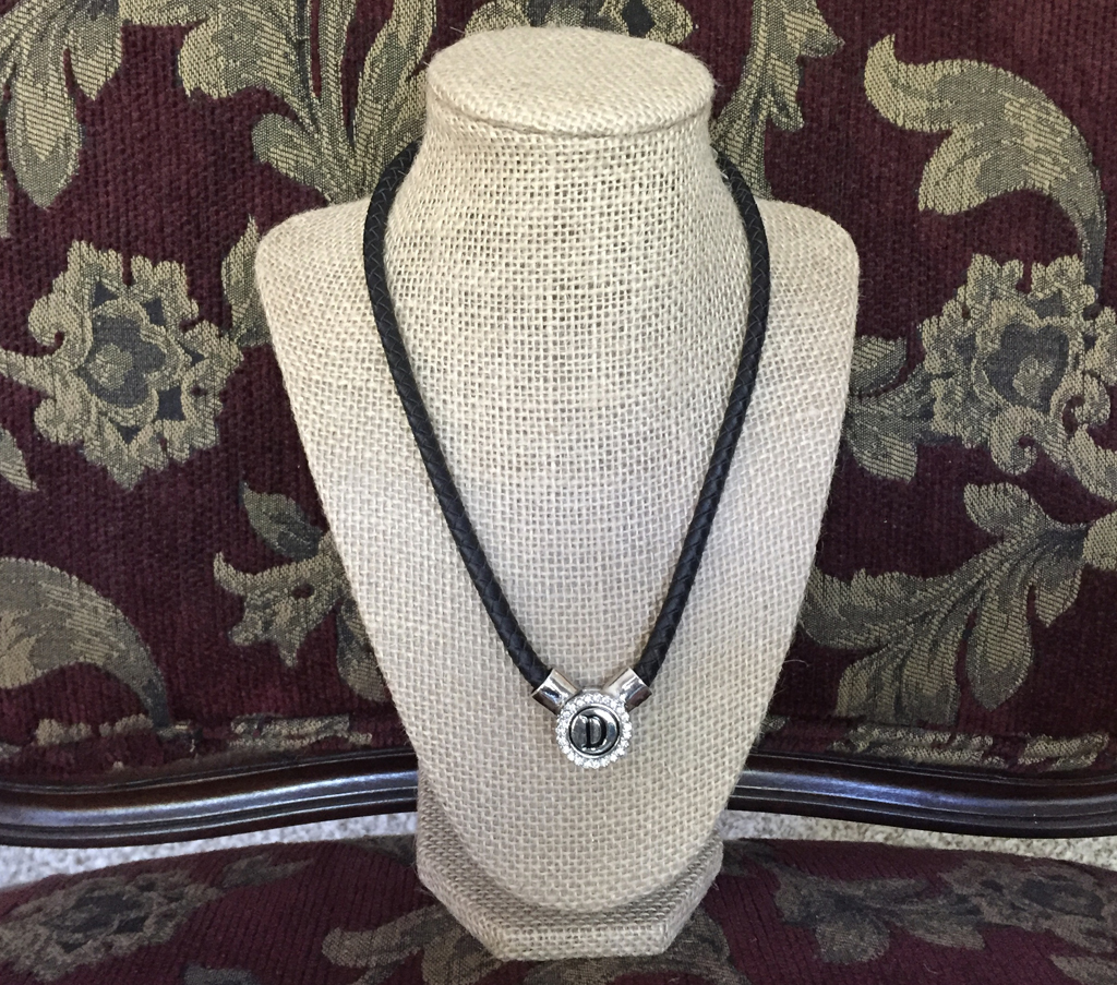 Angel Wings Braided Leather Necklace with Monogram Charm Angel Wings Braided Leather Necklace with Monogram Charm