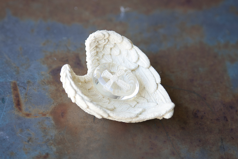 Angel Wings Dish with Pocket Stone