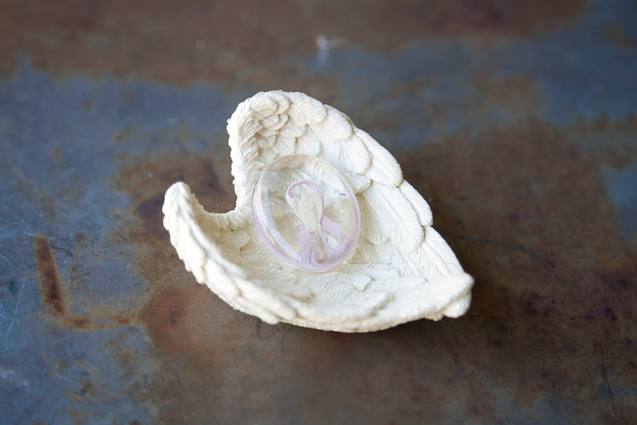 Angel Wings Dish with Pocket Stone