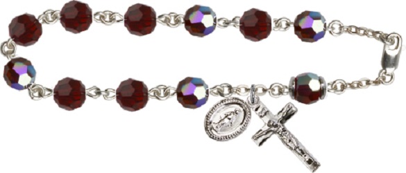 Sterling Silver Rosary Bracelet - January