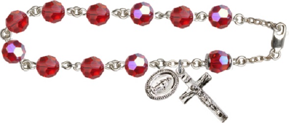 Sterling Silver Rosary Bracelet - July