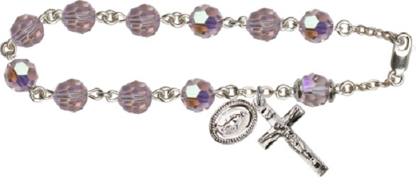 Sterling Silver Rosary Bracelet - June