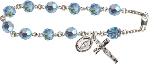 Sterling Silver Rosary Bracelet - March