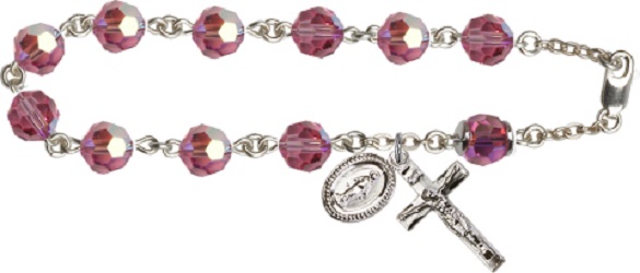 Sterling Silver Rosary Bracelet - October