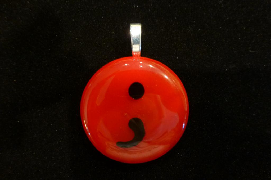Fused Glass semicolon with cremation ash
