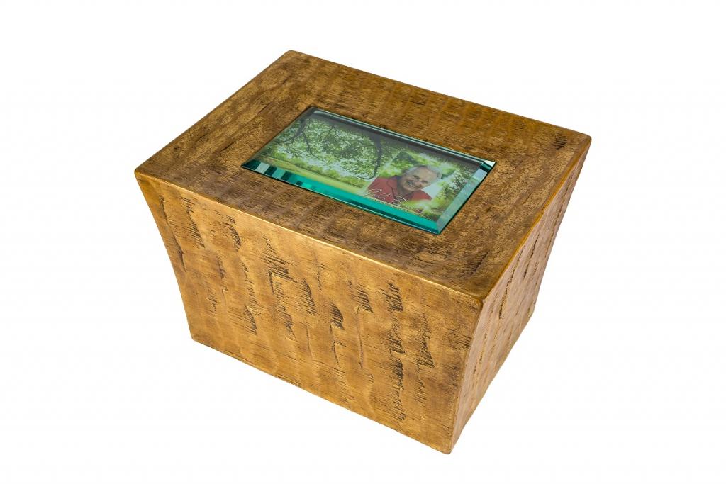 Gold Wooden Urn with picture