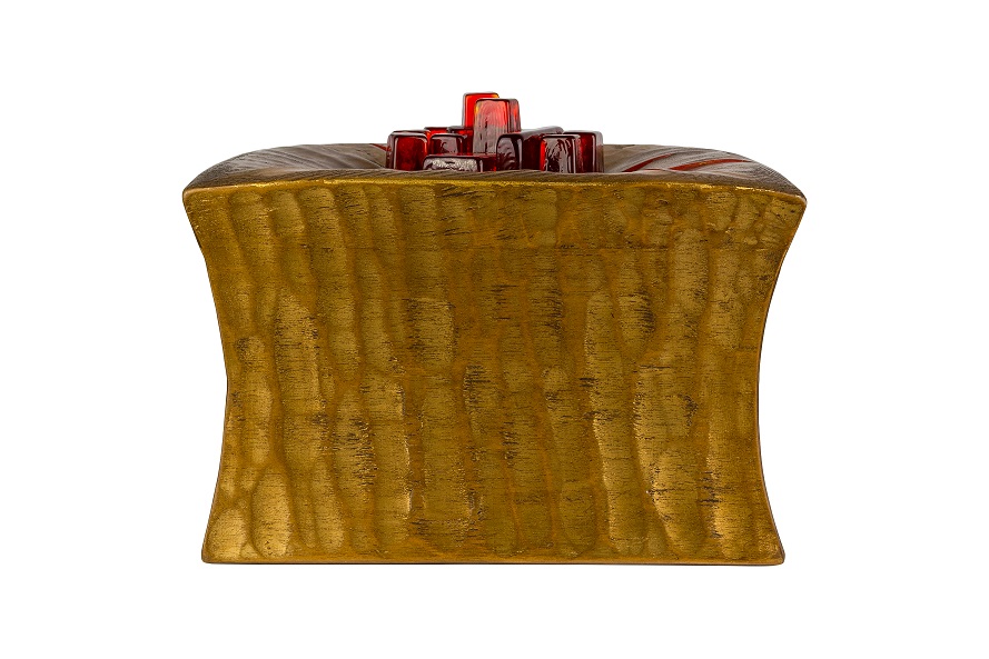 Red Fire Glass Urn - front