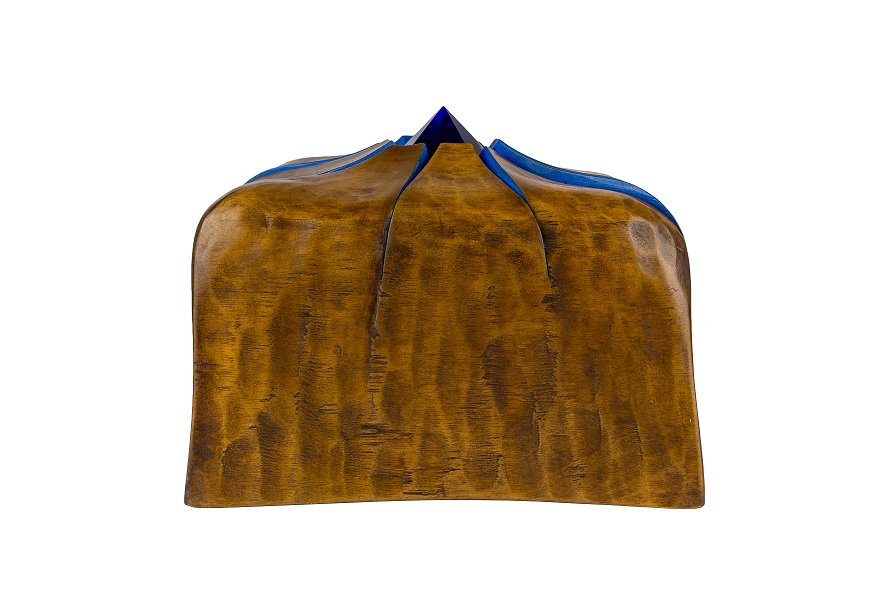 Blue Fire Glass Urn - front