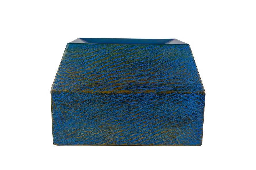 Blue Wooden Urn - Front