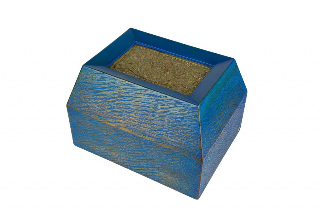 Blue Wooden Urn - Up