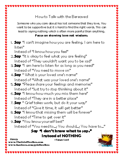 How to Talk to the Bereaved
