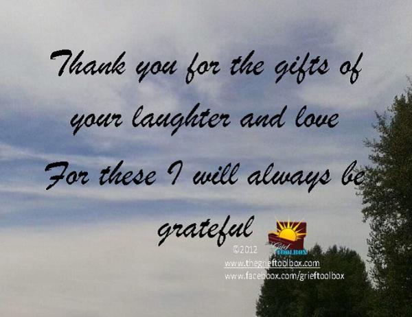 Thank you for the gifts of joy and laughter