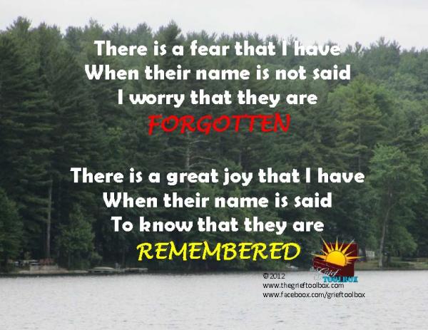 When someone has died, please continue to say their name.