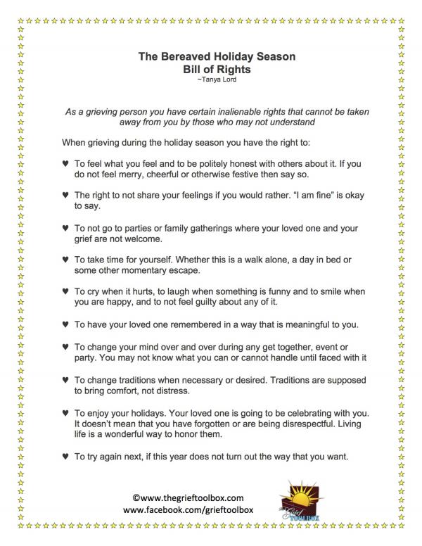 The Bereaved Holiday Season Bill of Rights 