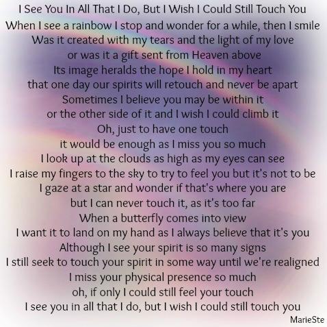 I See You In All That I Do, But I Wish I Could Still Touch You