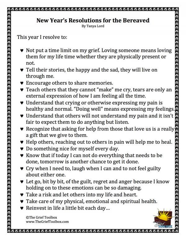 New Year’s Resolutions for the Bereaved