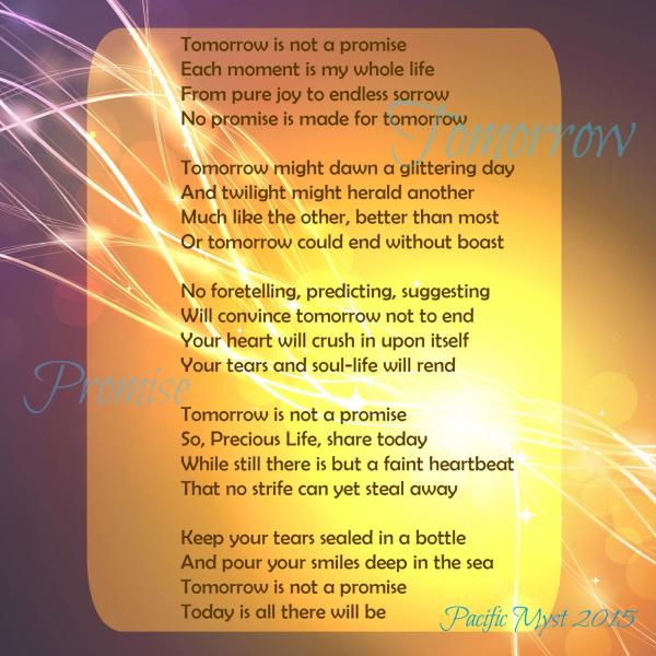 Tomorrow Is NOT a Promise