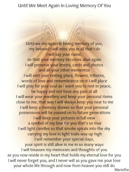 Until We Meet Again In Loving Memory Of You