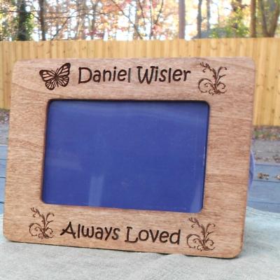 Engraved Frame, Butterfly and Butterfly Bush