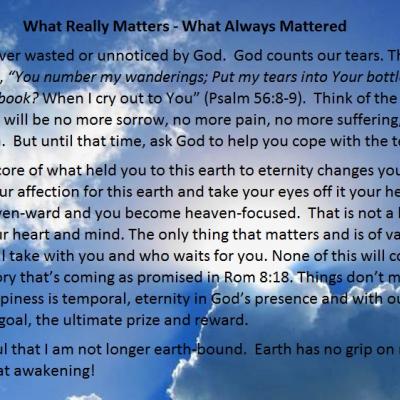 What Really Matters - What Always Mattered